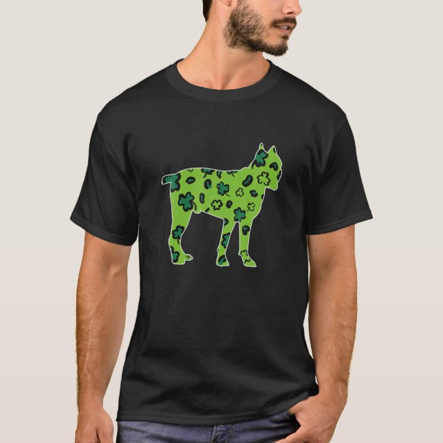 T-shirt Cane Corso Chien St. Patrick's Day Leopard vert Sh (Devant)