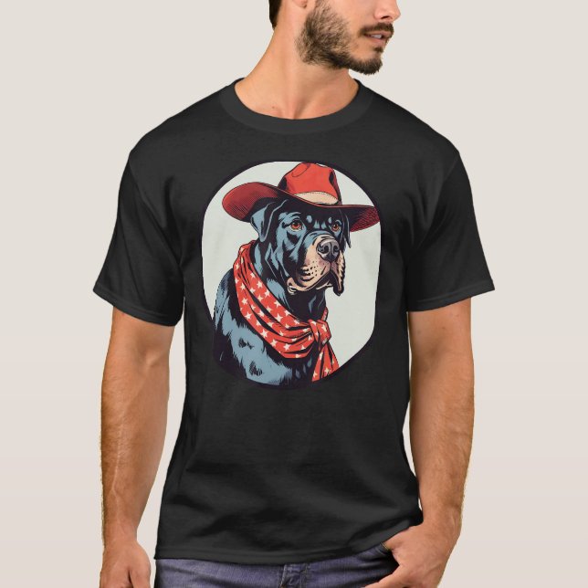 T-shirt Cane Corso Cowboy Chien Drôle Far West (Devant)