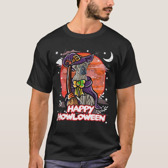 T-shirt Cane Corso Joyeux Halloween Costume sorcière (Devant)