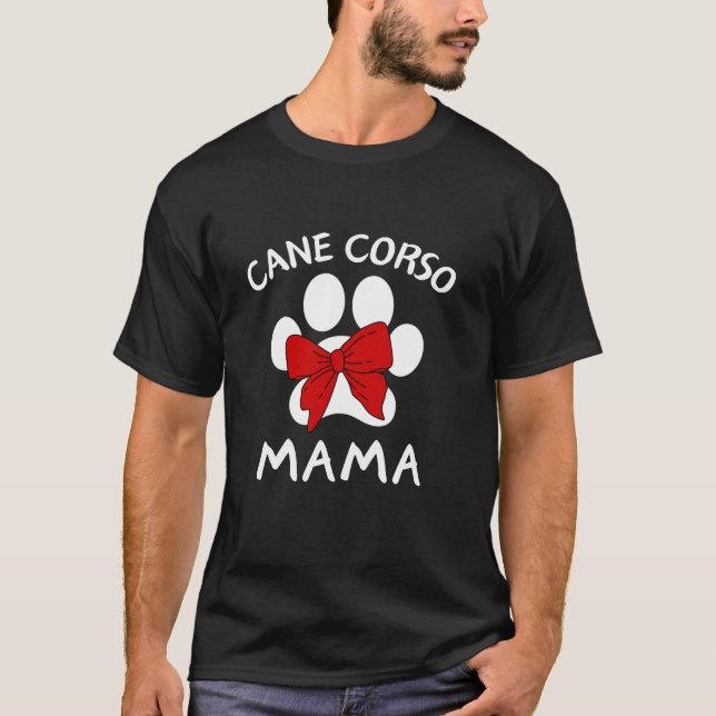 T-shirt CANE CORSO Mama Coquette Bow Pawprint Canne Corso  (Devant)