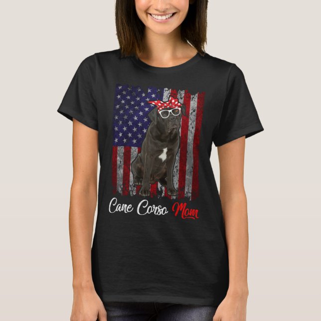 T-shirt Cane Corso Mom American Flag (Devant)
