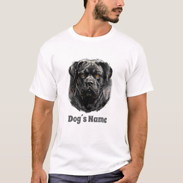 T-shirt Cane Corso noir et blanc Portrait Silhouette (Devant)