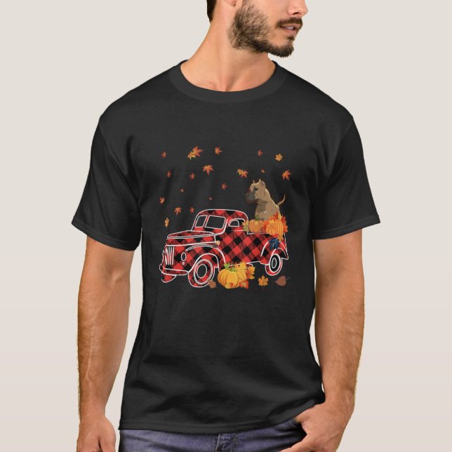 T-shirt Cane Corso Riding Leopard Plaid Truck Thanksgiving (Devant)