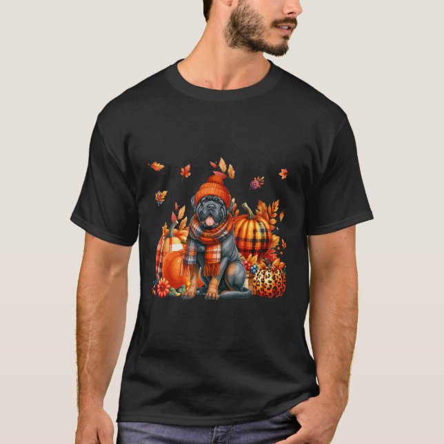 T-shirt Cane Corso Thanksgiving Leopard Citrouilles automn (Devant)