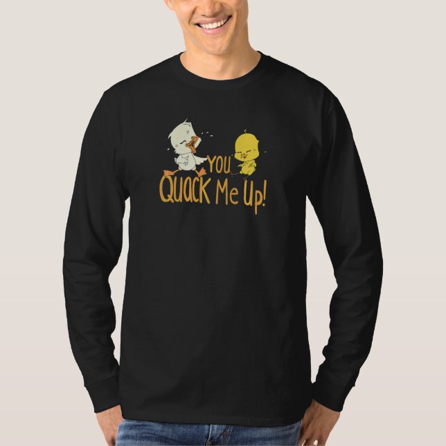 T-shirt Caneton et poussin rient  Jeu de mots Tu me fais c (Devant)
