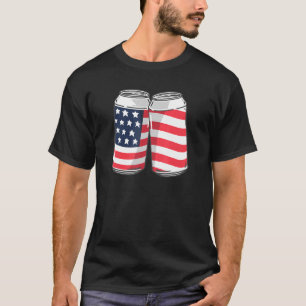 T-shirt Canettes de bière Drapeau américain 4 juillet Homm