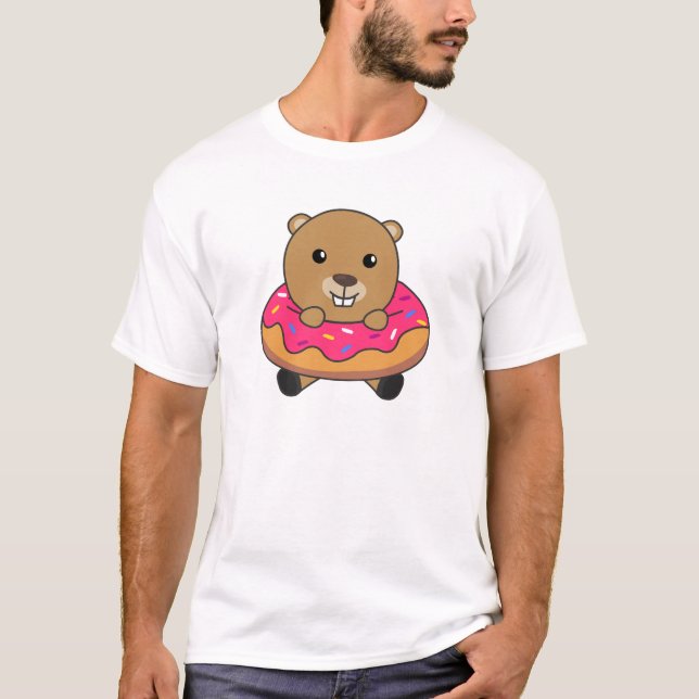 T-shirt Canettes de castor doux Donut rose (Devant)
