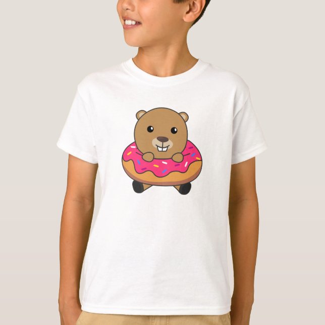 T-shirt Canettes de castor doux Donut rose (Devant)