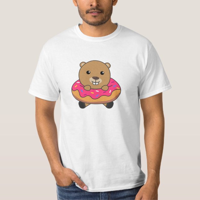 T-shirt Canettes de castor doux Donut rose (Devant)