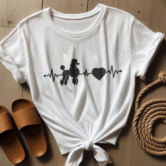T-shirt Caniche à coeur (Heartbeat poodle love minimalism doglover)