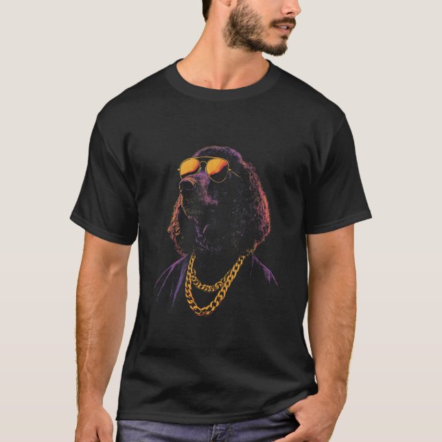T-shirt Caniche avec lunettes de soleil (Devant)