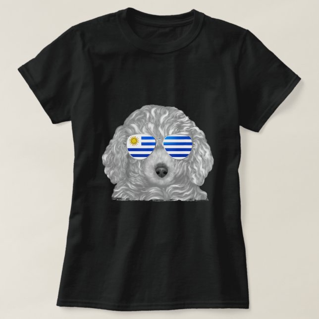 T-shirt Caniche Brown Uruguay Lunettes de soleil (Design devant)
