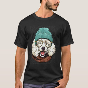 T-shirt Caniche Hipster Animal Portant des Lunettes de Sol