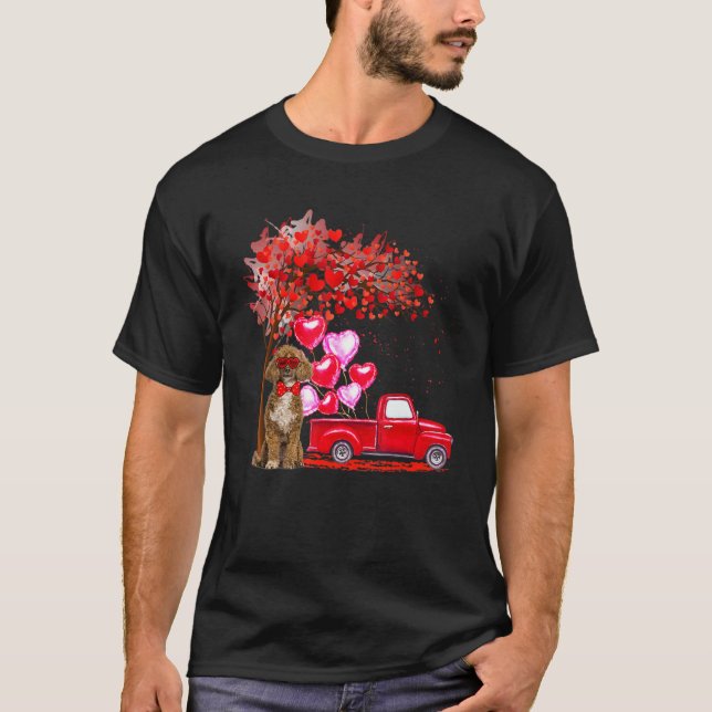 T-shirt Caniche Lunettes de soleil Coeurs Arbre Ramassage  (Devant)