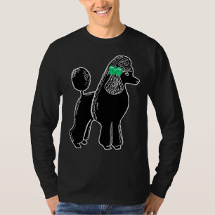 T-shirt Caniche Noir Standard Avec Bow Vert