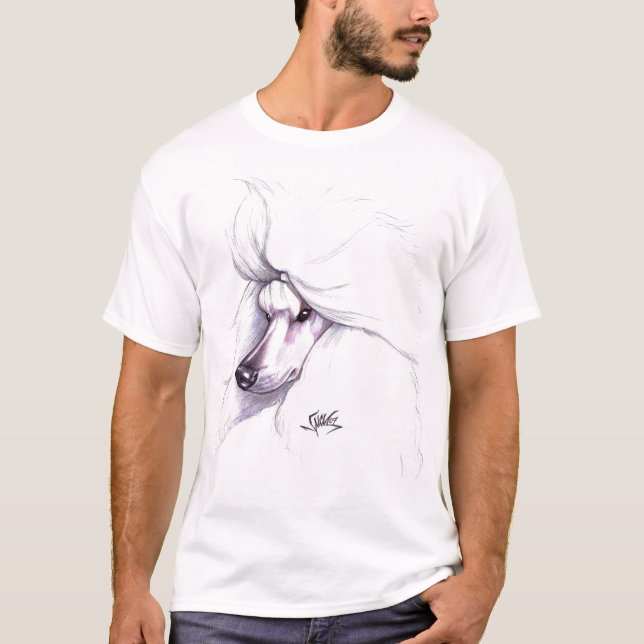 T-shirt Caniche standard blanc (Devant)