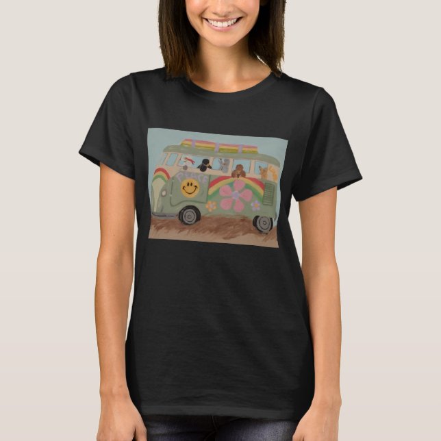 T-shirt Caniches dans une camionnette hippie (Devant)