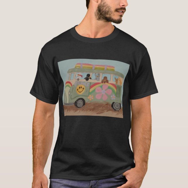 T-shirt Caniches dans une camionnette hippie (Devant)