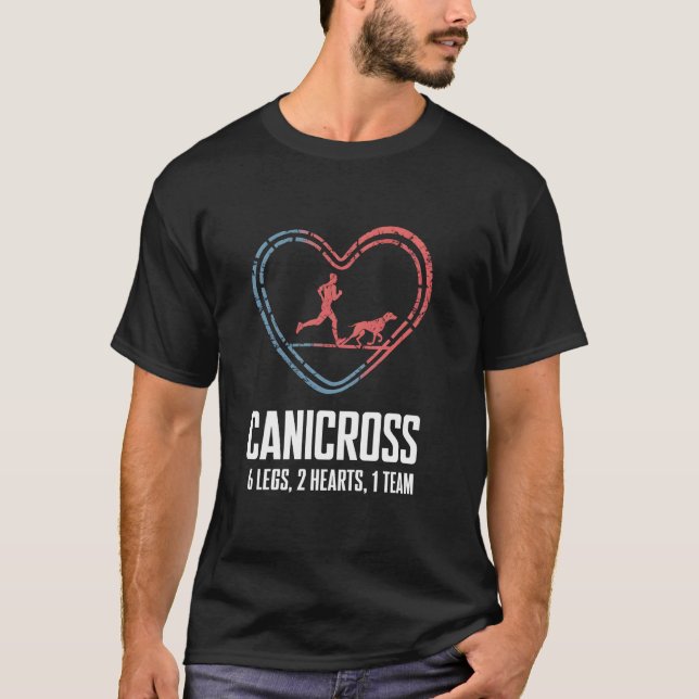 T-shirt Canicross 6 Pattes 2 Cœurs 1 Équipe (Devant)