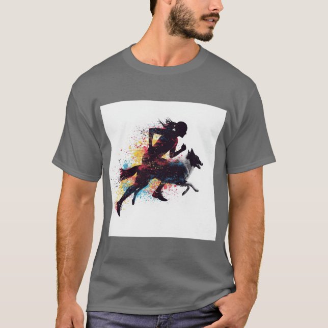 T-shirt Canicross Runner Dog Silhouette Fusion Dynamic Spo (Devant)