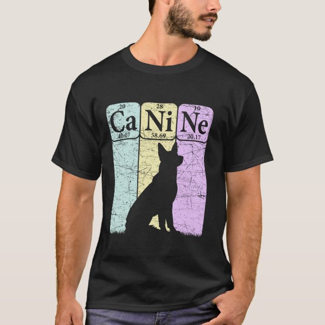 T-shirt Canine Chien Tableau Périodique Éléments Pastel Ch (Devant)