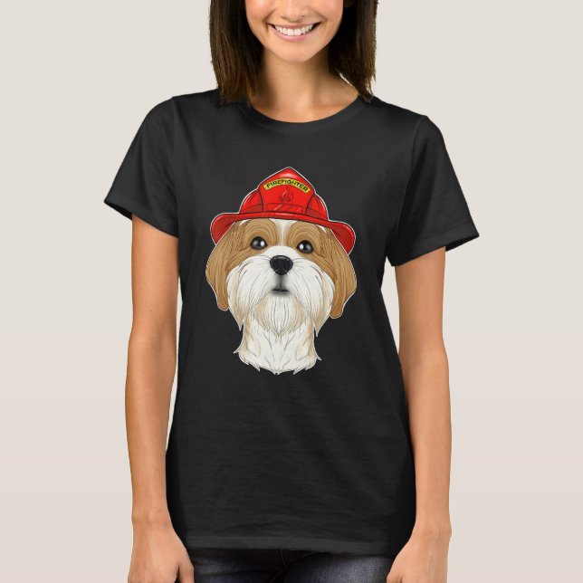 T-shirt Canine Handler I Fireman Chien I Firefighter Shih  (Devant)