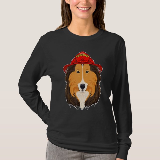 T-shirt Canine Handler I Fireman Chien I Pompier Collie (Devant)