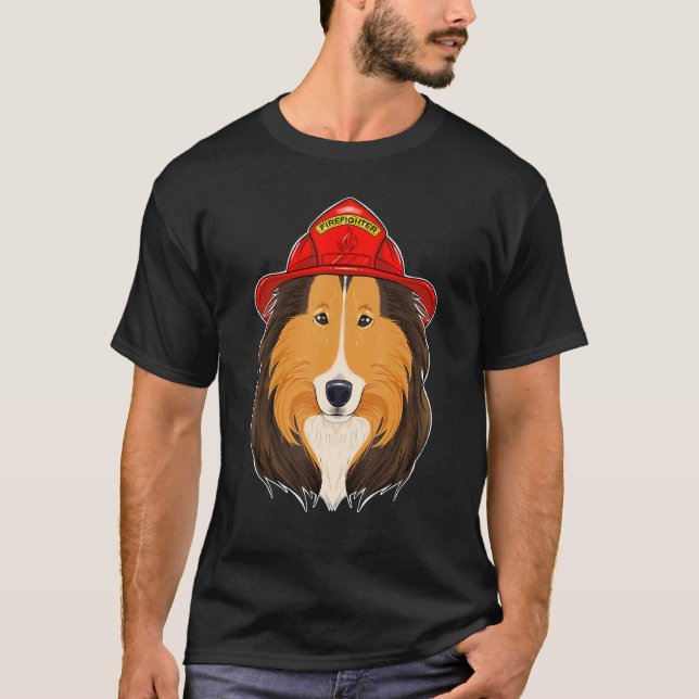 T-shirt Canine Handler I Fireman Chien I Pompier Collie (Devant)