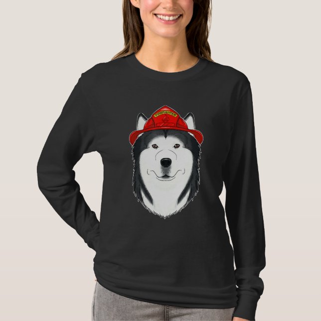 T-shirt Canine Handler I Fireman Chien I Pompier Husky (Devant)