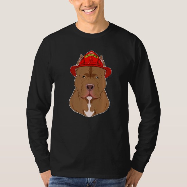 T-shirt Canine Handler I Fireman Chien I Pompier Pitbull (Devant)