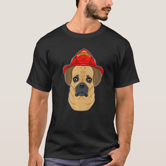 T-shirt Canine Handler I Fireman Dog I Firefighter Puggle (Devant)