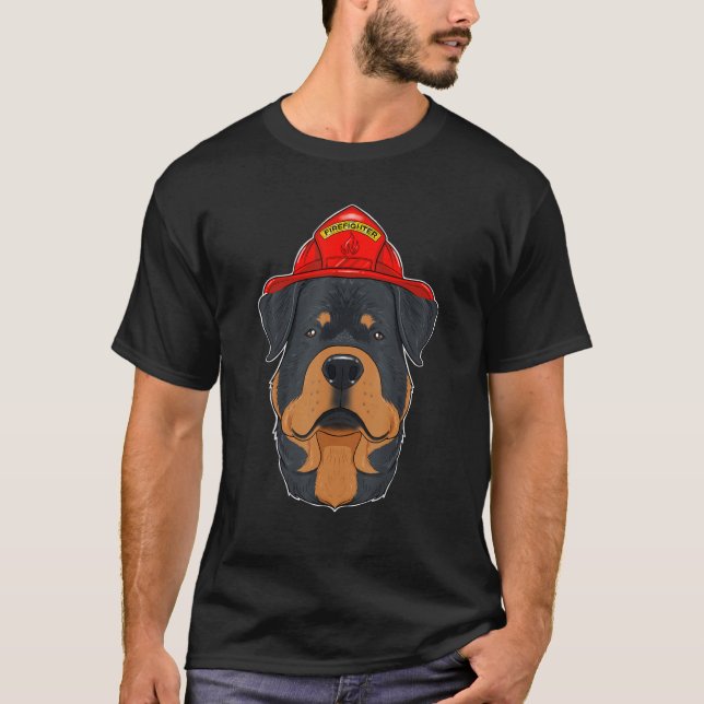 T-shirt Canine Handler I pompier Chien I Pompier Rottwei (Devant)