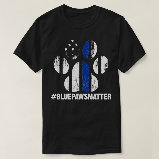 T-shirt Canine Police Chien Mince Ligne Bleue K9 (Design devant)