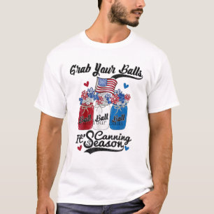 T-shirt Canne 4 juillet Drapeau Amérique Balls Flower Jar