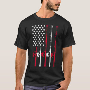 T-shirt Canne à pêche avec pêcheur du drapeau américain 4 
