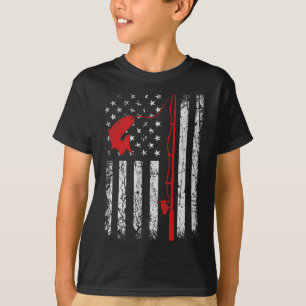 T-shirt Canne à pêche Drapeau Américain Cadeaux de pêche p