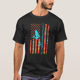 T-shirt Canne à pêche Drapeau Américain Camouflage Rose US