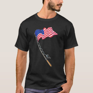 T-shirt Canne à pêche Drapeau américain Fierté américaine 
