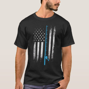 T-shirt Canne à pêche drapeau américain Pêche en rivière P