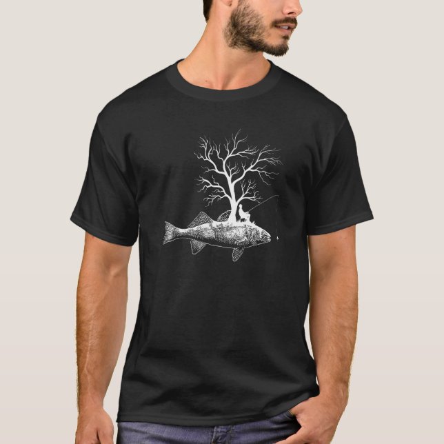T-shirt Canne à pêche en arbre graphique  Poisson Sauger   (Devant)