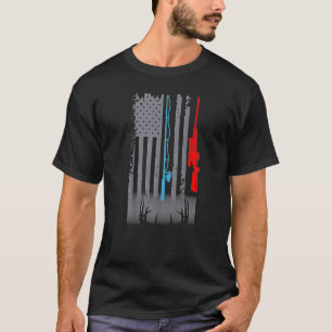 T-shirt Canne à pêche Fusil de chasse Drapeau américain Me