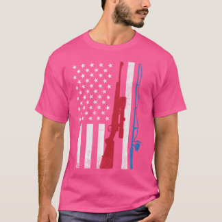T-shirt Canne à pêche fusil de chasse drapeau américain pa