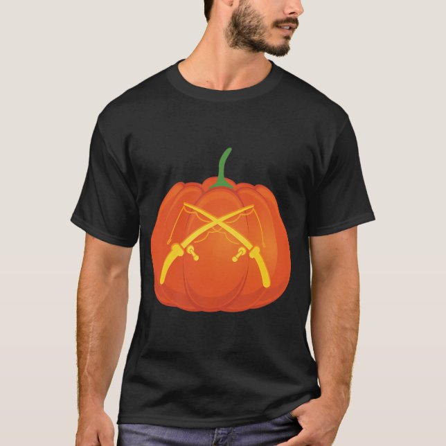 T-shirt Canne à pêche Jack o Lantern impression Halloween (Devant)