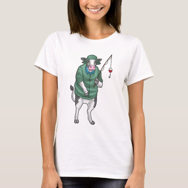 T-shirt Canne à pêche pêche à l'Angler Cow (Devant)