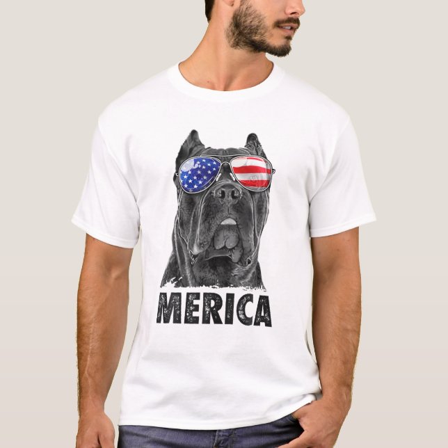 T-shirt Canne Corso 4 juillet Merica Hommes Drapeau Améric (Devant)