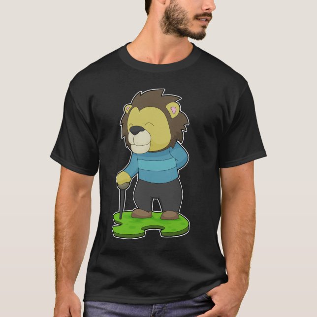 T-shirt Canne de marche pour lion retraité (Devant)