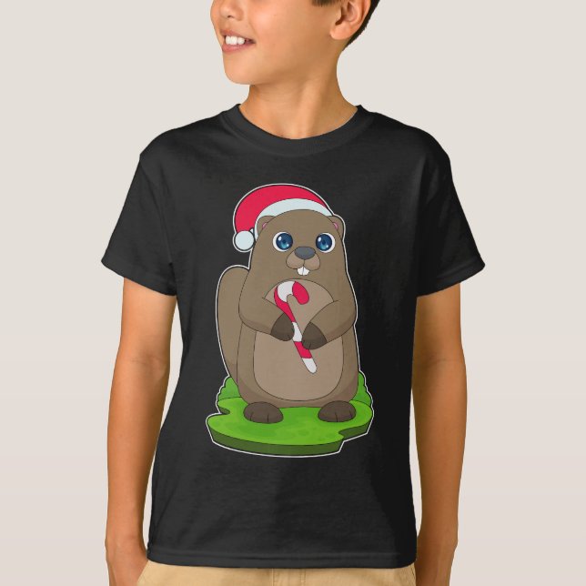 T-shirt Canne de Noël au castor (Devant)