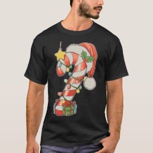 T-shirt Canne de Noël Chapeau de Père Noël Noël Saison des