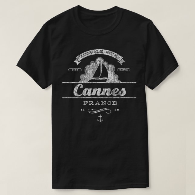 T-shirt Cannes Voilier Vintage Retour Nautique (Design devant)