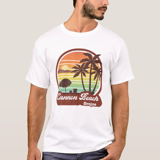 T-shirt Cannon Beach Oregon OU Retro (Devant)